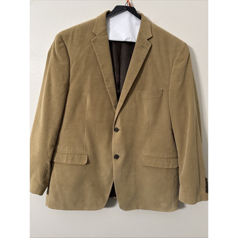 Y2K Alan Flusser Tan Corduroy Jacket Blazer‎ Sport Coat Paisley Lining Men's XL